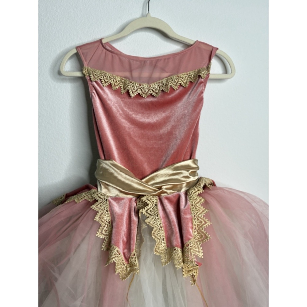 Weissman Size Kids Small Girls Child Gold And Pink Ballet Dance Costume Tulle - Picture 4 of 16